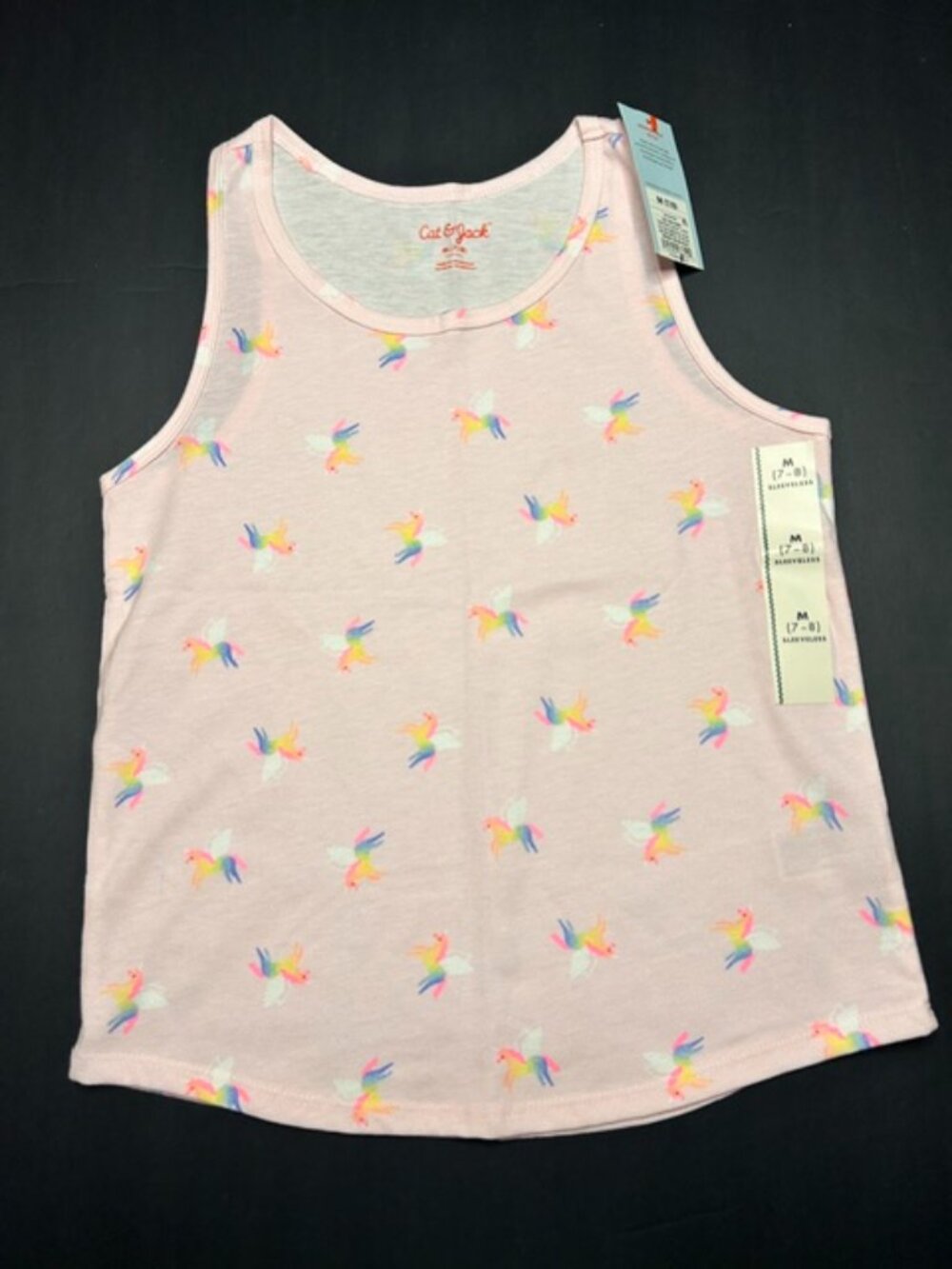 NWT Cat & Jack Girls Pink Unicorn Tank Top Size M 7/8